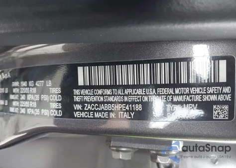 2017 Jeep Renegade Latitude Fwd from USA, damaged, VIN ZACCJABB5HPE41188